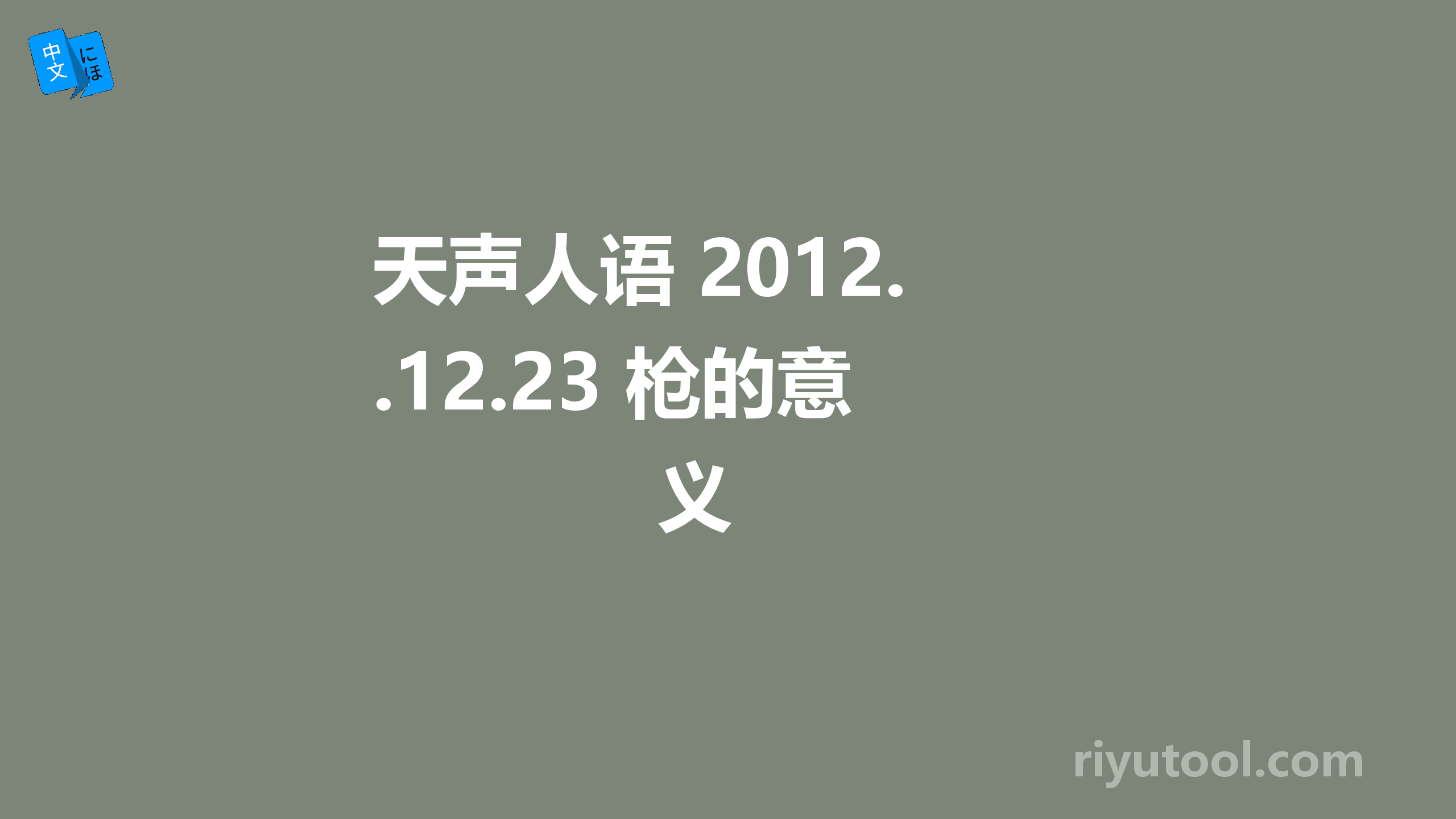 天声人语 2012.12.23 枪的意义 