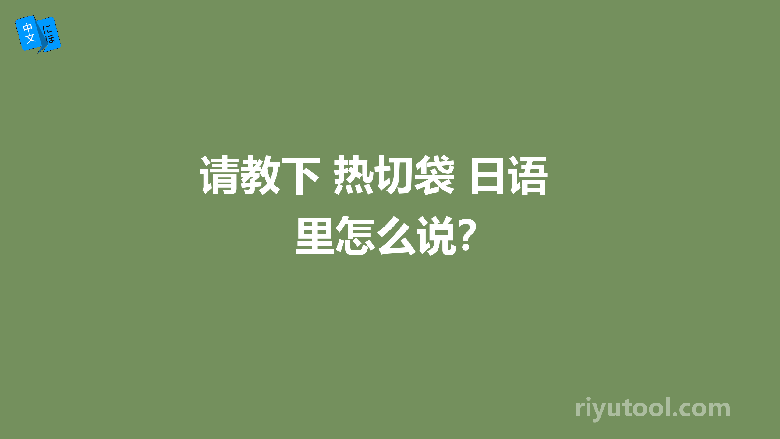 请教下 热切袋 日语里怎么说？