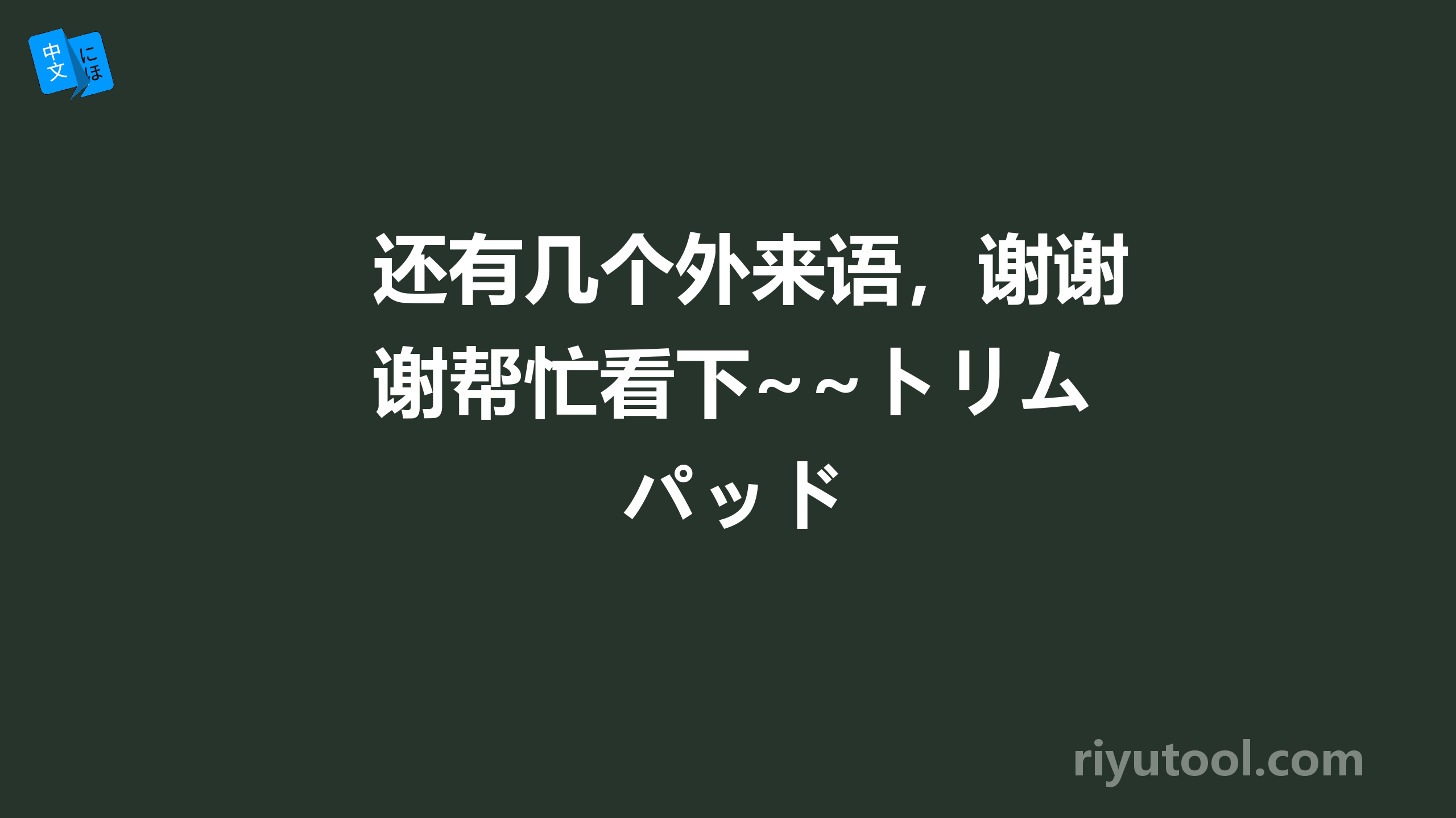 还有几个外来语，谢谢帮忙看下~~トリムパッド