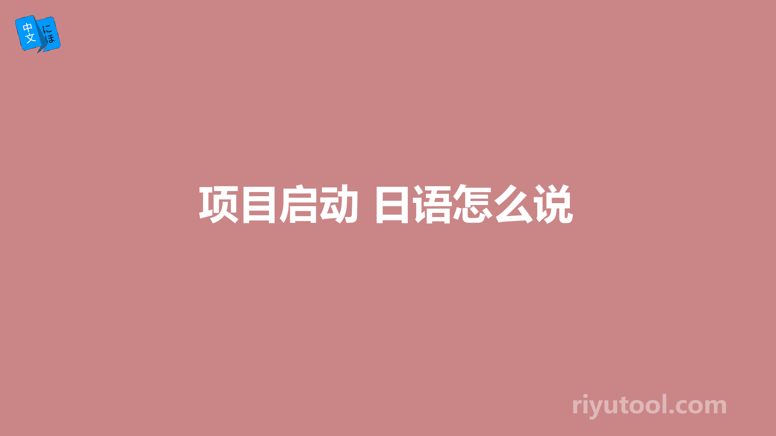 项目启动 日语怎么说