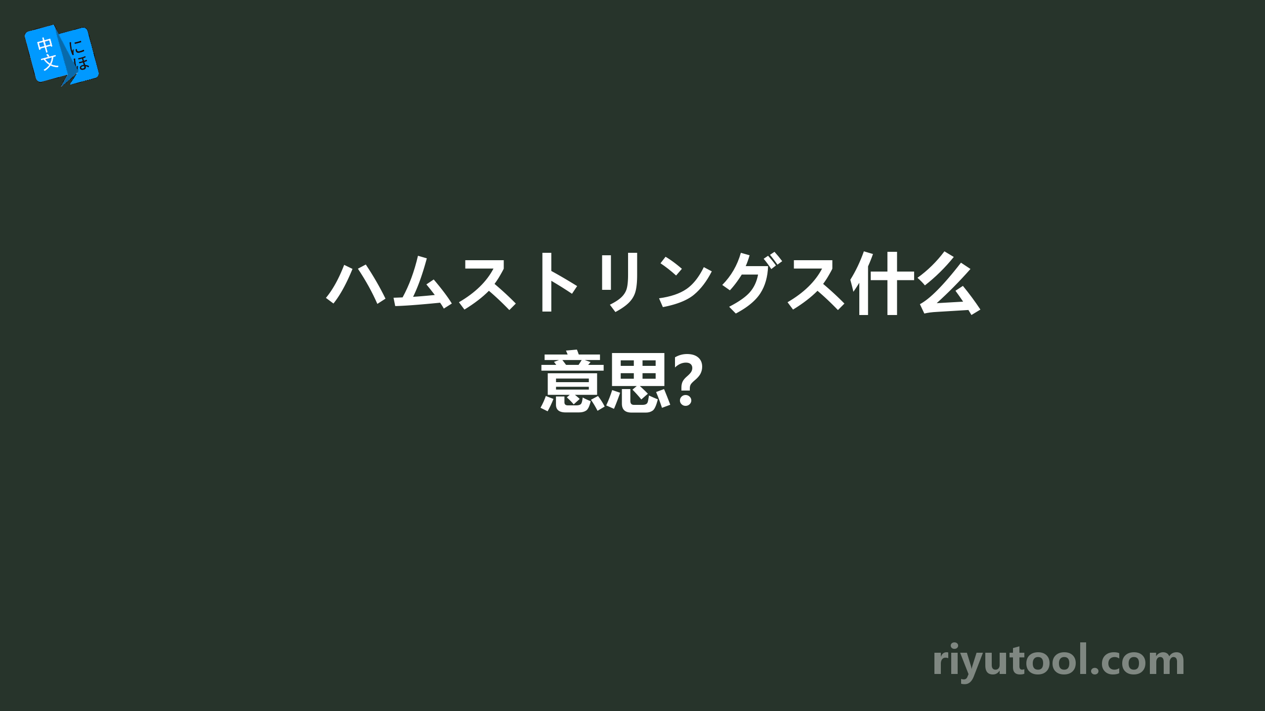 ハムストリングス什么意思？