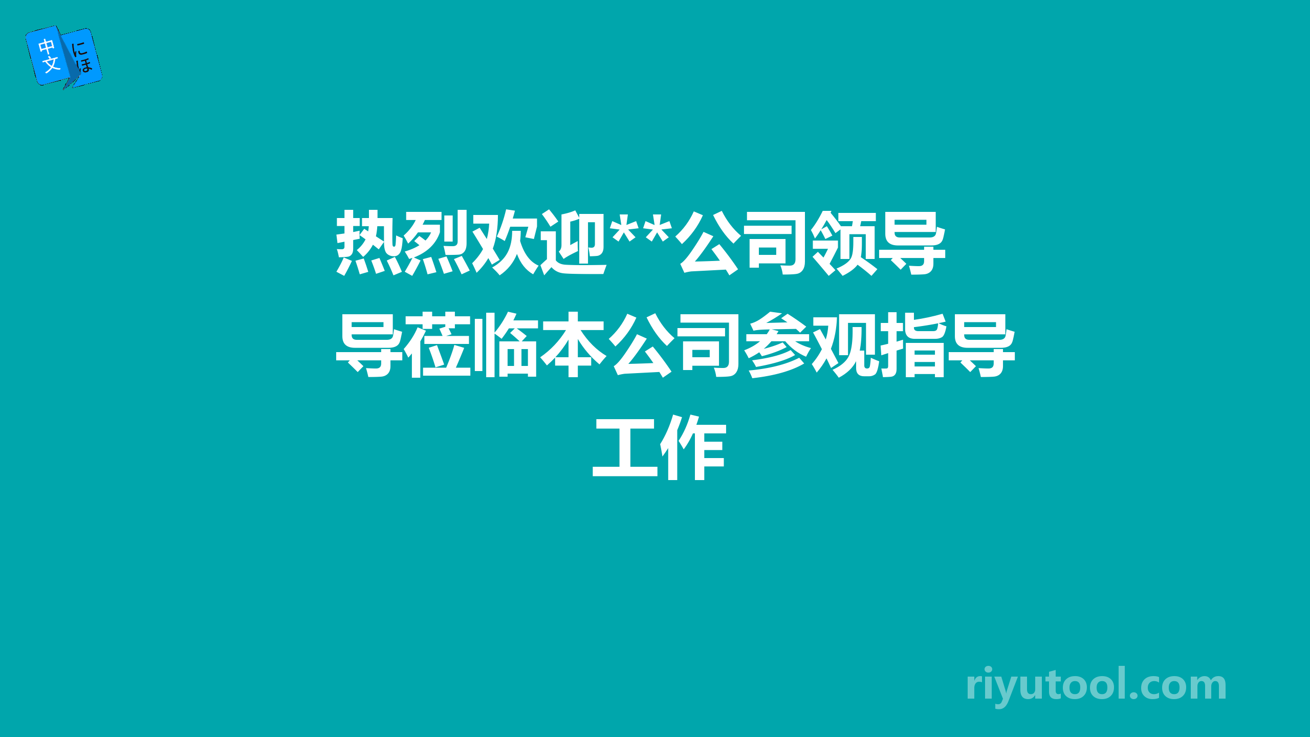 热烈欢迎**公司领导莅临本公司参观指导工作