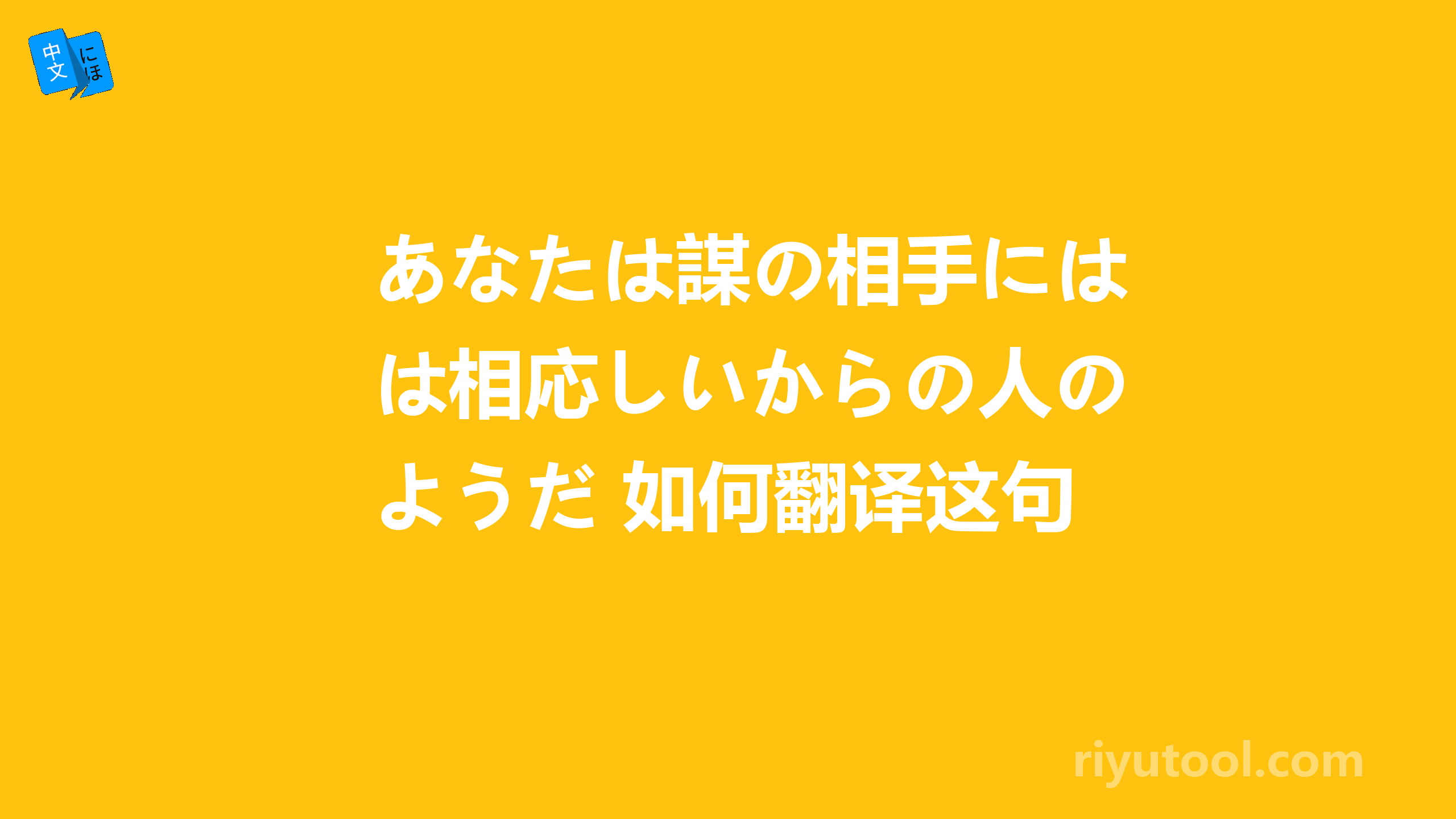 あなたは謀の相手には相応しいからの人のようだ 如何翻译这句