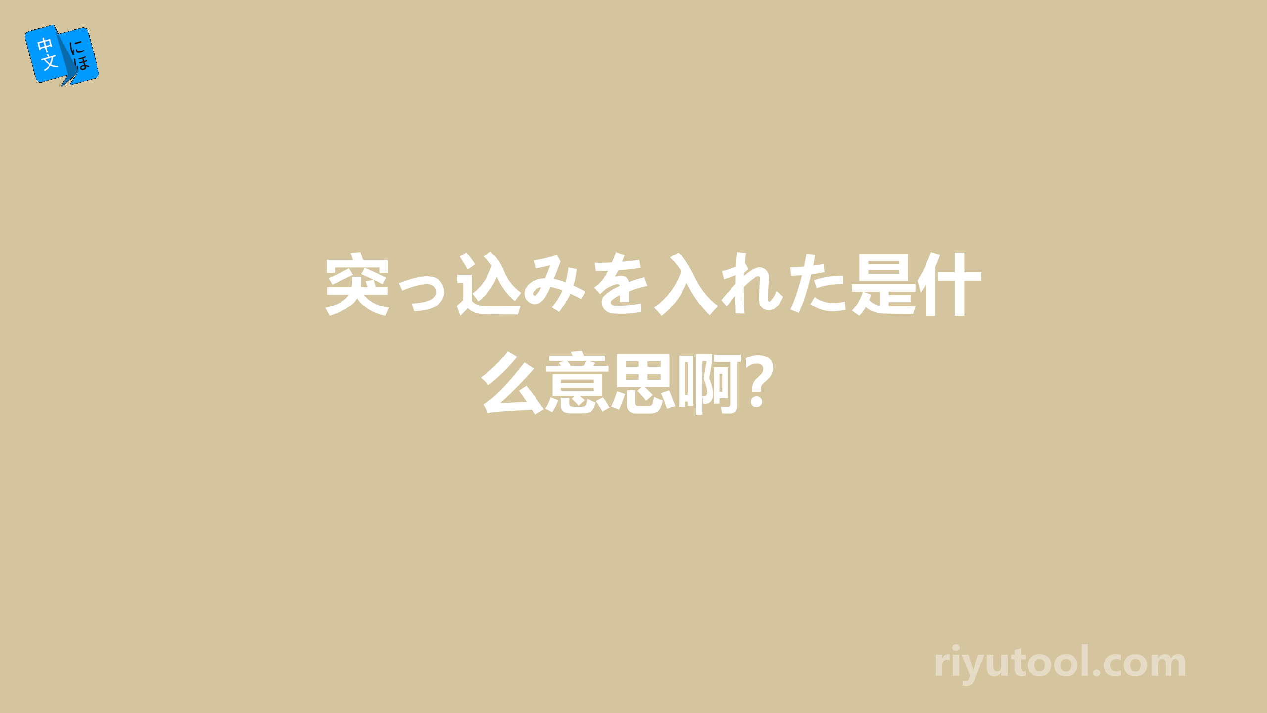 突っ込みを入れた是什么意思啊？