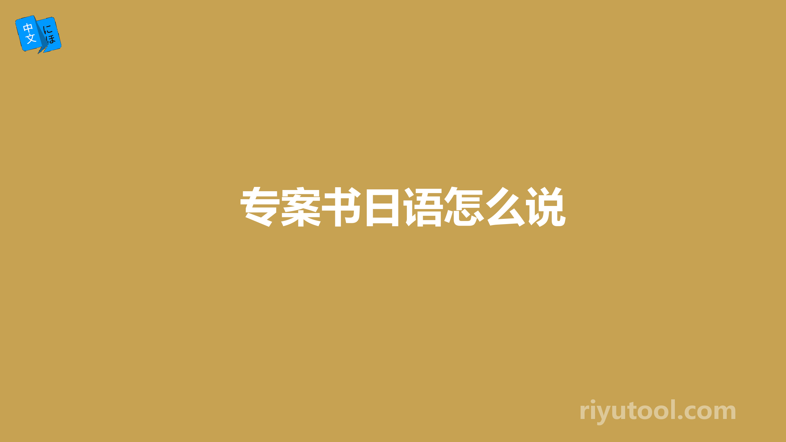 专案书日语怎么说