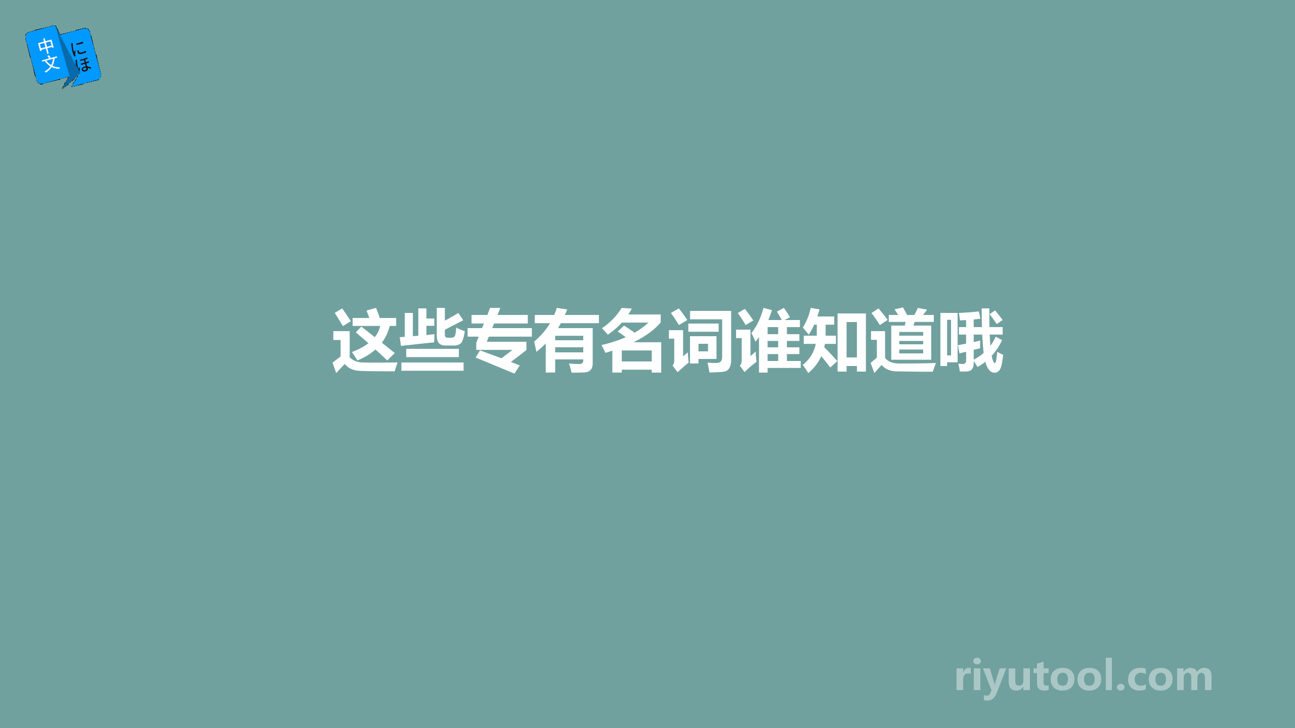 这些专有名词谁知道哦