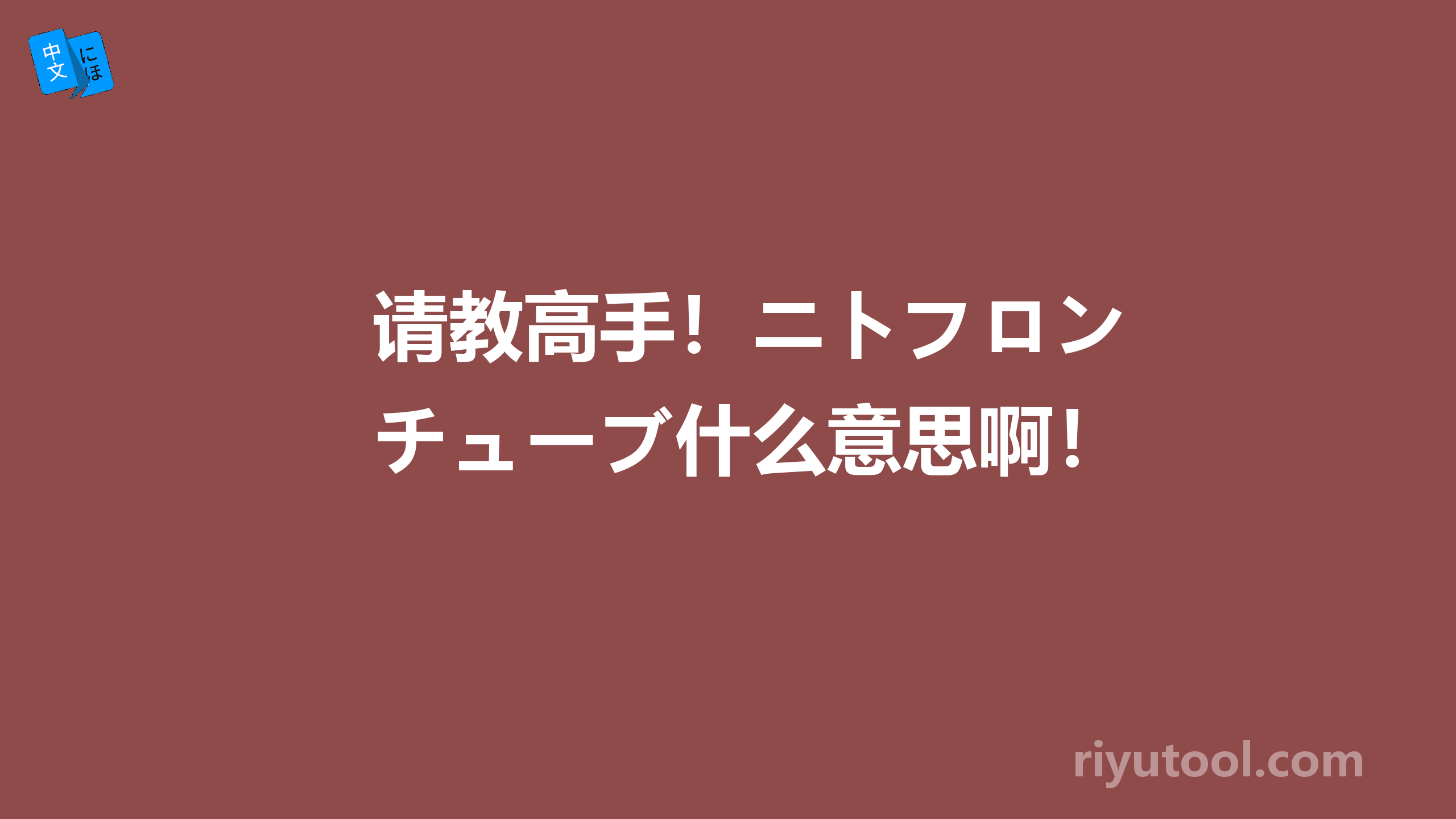 请教高手！ニトフロンチューブ什么意思啊！